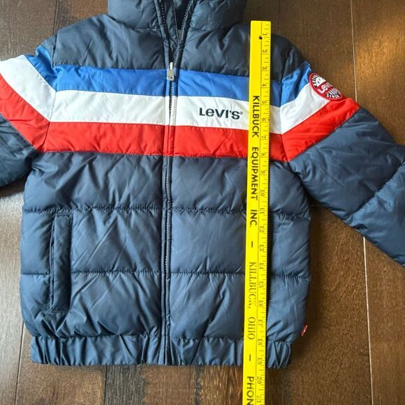 Levis kids puffer coat boys size small 8/10 red white blue retro colorblock - Picture 10 of 10